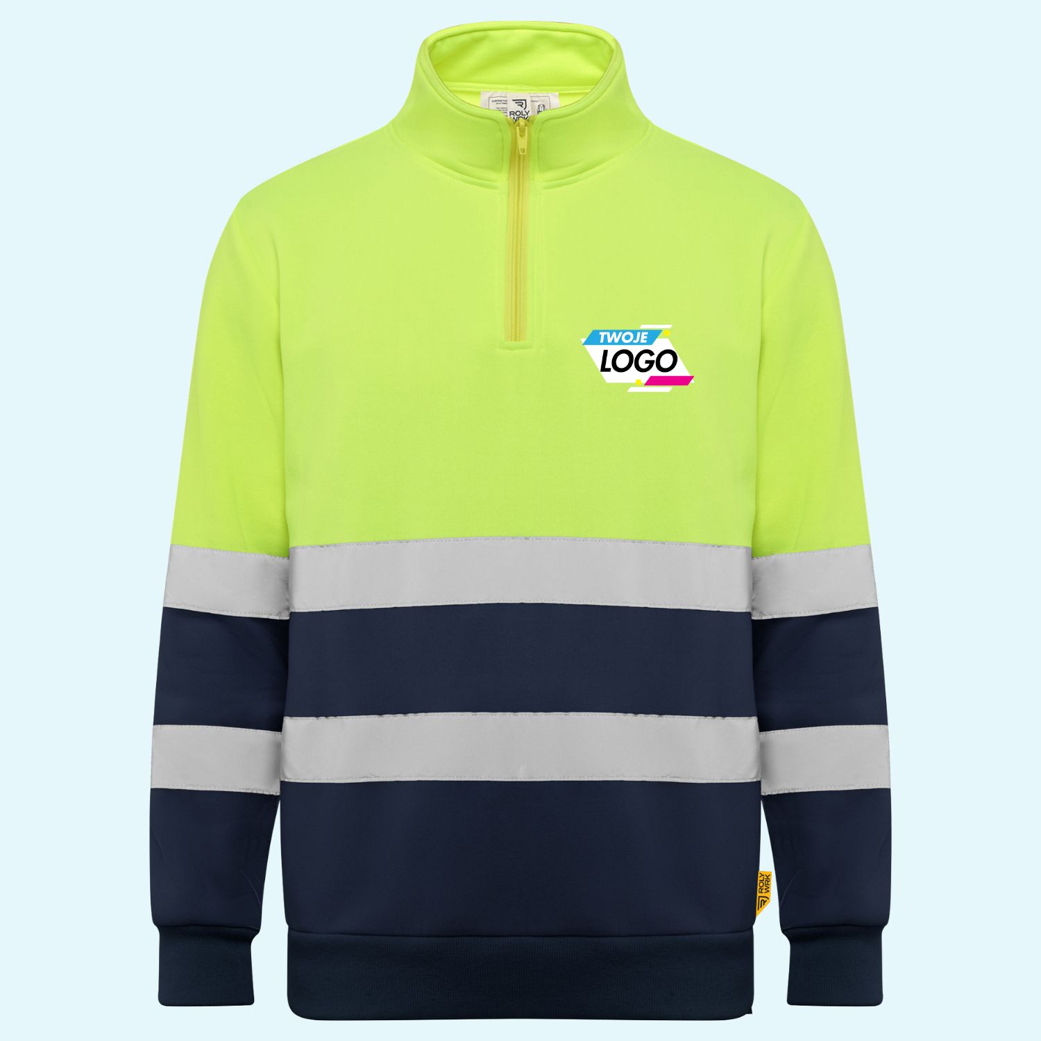 Bluza dresowa zip o wysokiej widoczności z własnym nadrukiem