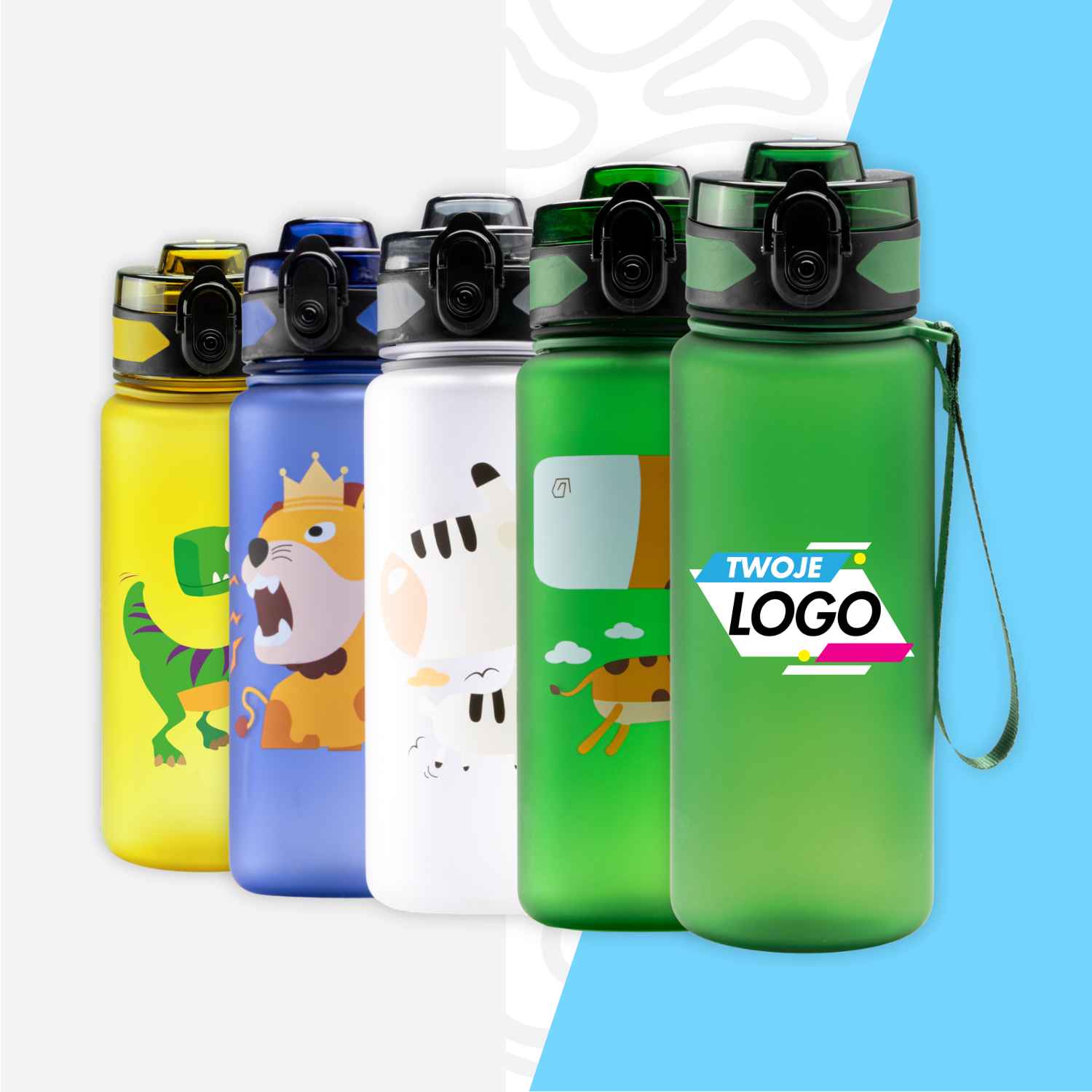 Butelka z bajkową grafiką z własnym nadrukiem